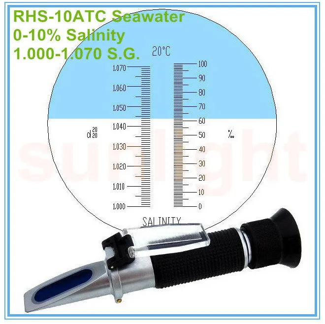 RHS 10ATC 0 10 Seawater Salt Refractometer Salinity and Specific