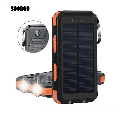 

10000mAh Solar Power Bank Waterproof Solar Charger Dual USB External Charger Powerbank for Xiaomi huawei iPhone 7 8 Samsung