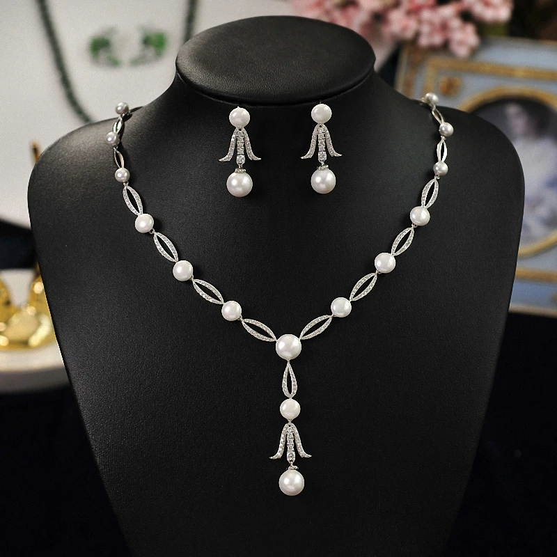 Wedding Jewelry Accessories Bridal Jewelry Sets Cubic Zirconia Unique Design Celebrity Style Choker Necklaces And Earrings