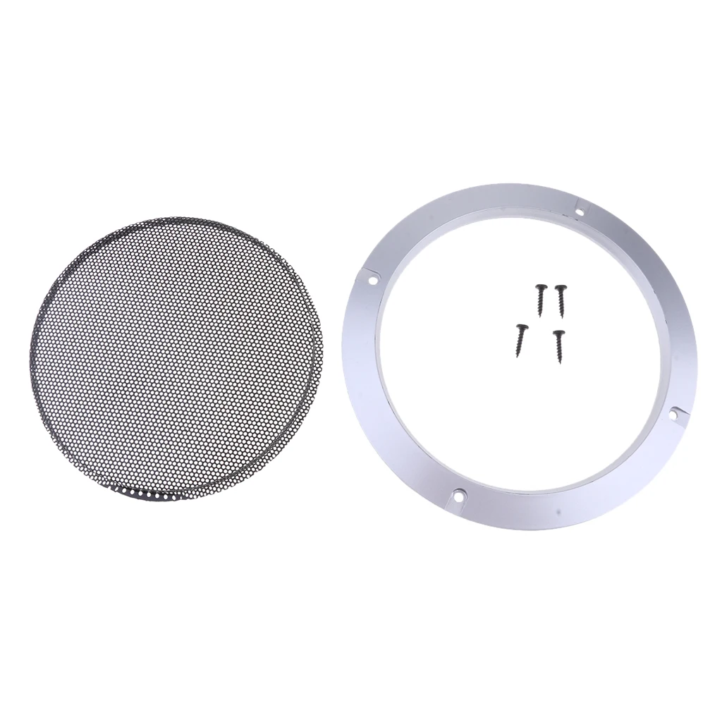 6.5 Inch Speaker Grills Cover Case with 4 pcs Screws for Speaker Mounting Home Audio DIY -184mm Outer Diameter Silver