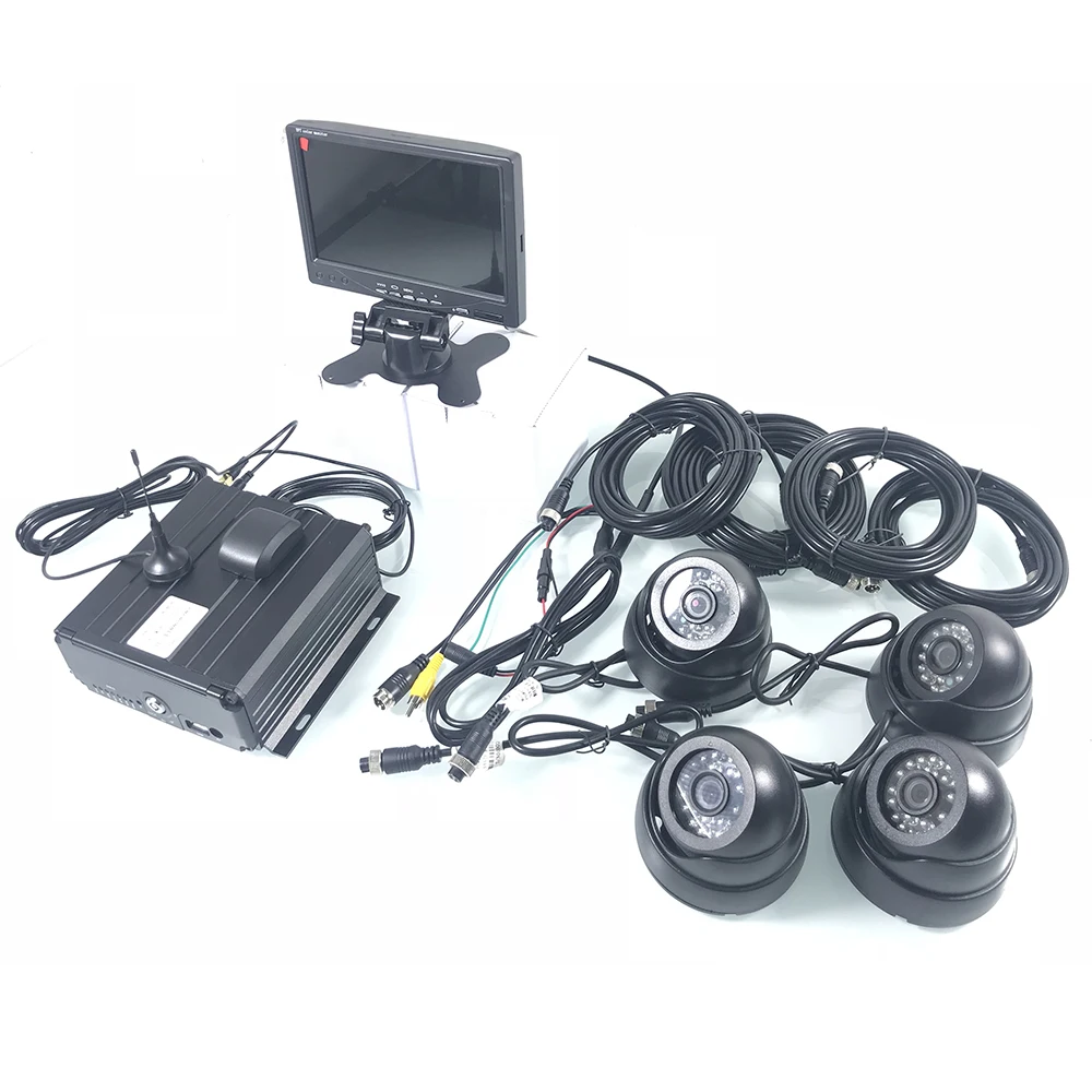  Hard disk SD card recorder 4-channel monitoring night vision HD mobile computer remote 4G GPS bus m