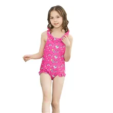 Купальники с оборками для маленьких девочек, купальный костюм, пляжный комбинезон, одежда(ярко-розовый цвет