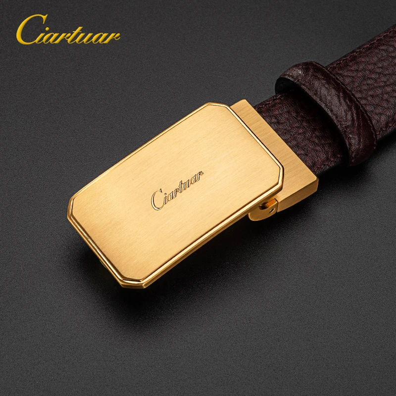 

2019 NEW Ciartuar Business Luxury Design Mens Belt Solid Color Alloy Buckle Male God Waist Belt Leather Belt Men Riem Ceinture