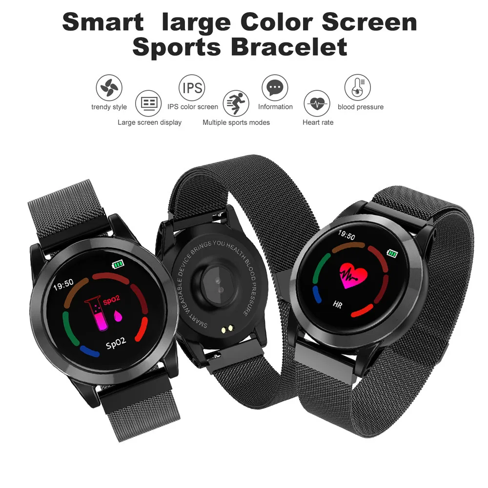 

2019 New Stylish design Fitness Waterproof index Heart Rate Activity Step Counter Music Control Smart Bracet For Kids Women Men
