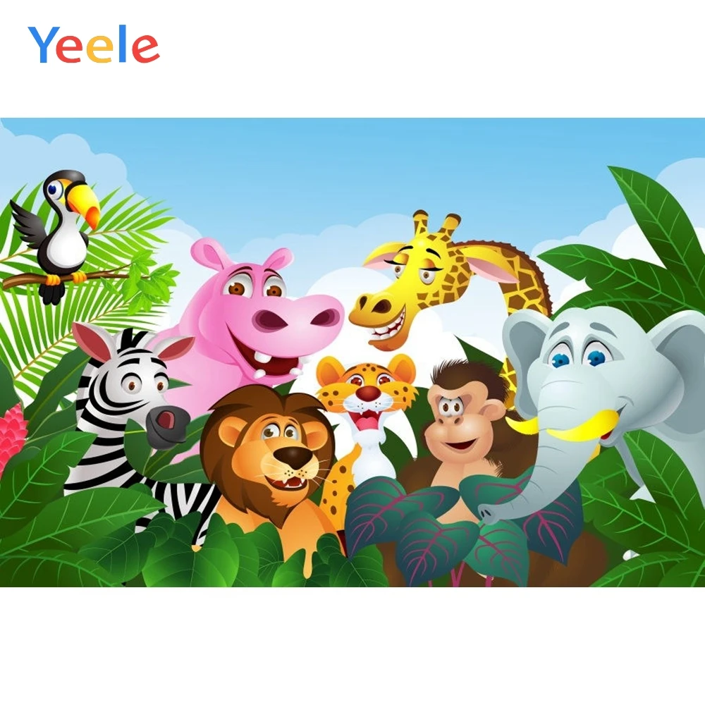 

Yeele Tropical Jungle Animals Birthday Party Baby Wall Decorations Customized Photography Backgrounds Backdrops For Photo Studio
