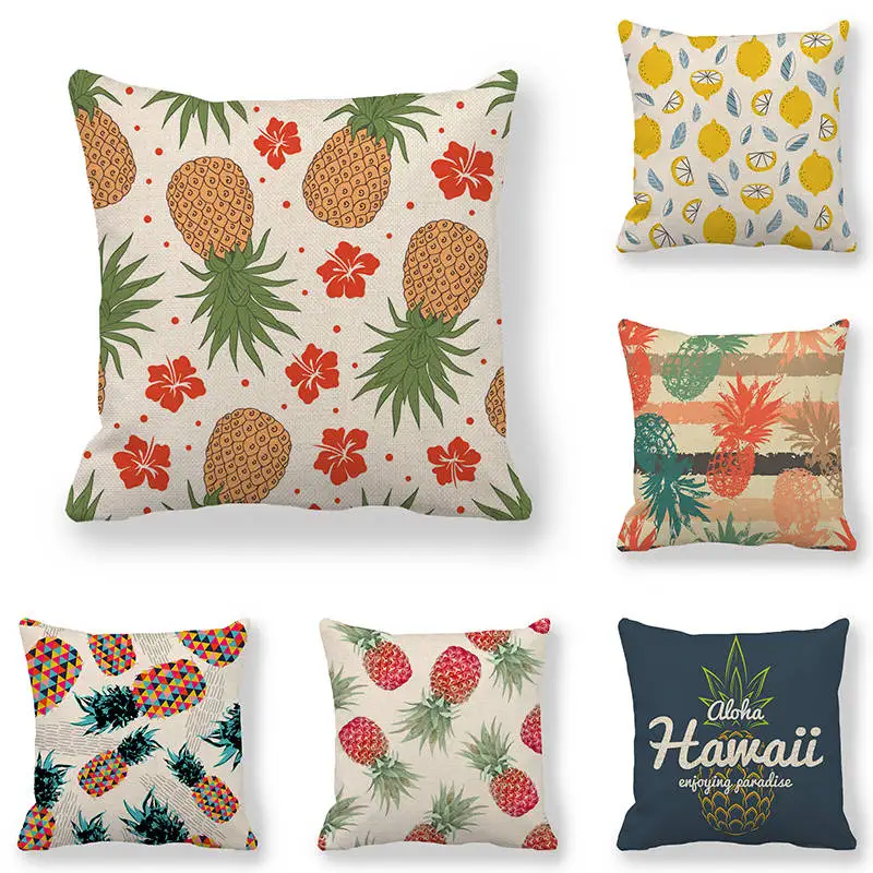 

45cm*45cm Cushion cover Colorful pineapple linen/cotton pillow case sofa and Home decorative pillow cover