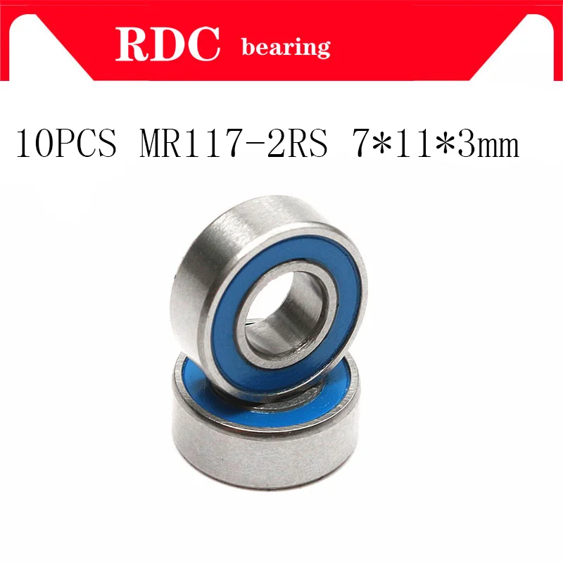 

10PCS ABEC-5 MR117-2RS MR117 2RS MR117 RS MR117RS 7x11x3 mm Blue rubber sealed miniature High quality deep groove ball bearing