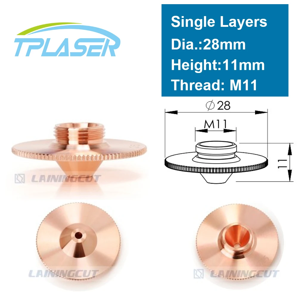

Laser Bulge Nozzle Single Layer D28 H11/15 Caliber 0.8 - 4.0HD for Precitec 1064nm Fiber Laser Cutting Head