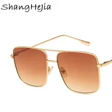 Новые винтажные солнцезащитные очки с квадратной оправой для женщин, солнцезащитные очки больших размеров d для мужчин и женщин, золотистые очки UV400