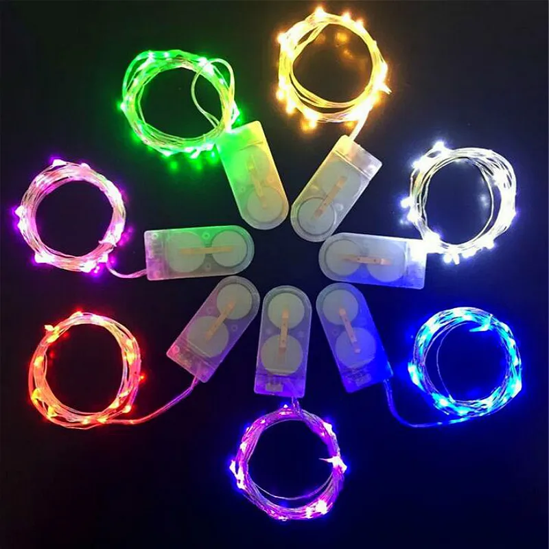

DHL 100pcs Button Battery Power garlands lamp 2M 20LED LED Fairy String Light Strip For xmas Party Wedding decoration lighting