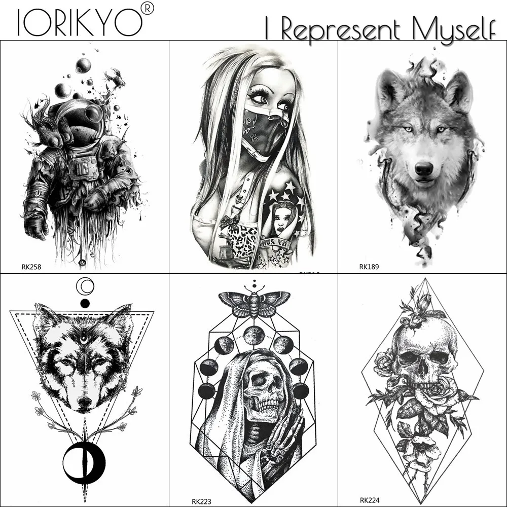 

Water Transfer Viking Pirates Temporary Tattoos For Adult Women Body Art Black Bad Girls Skull Demon Universe Tattoos Stickers