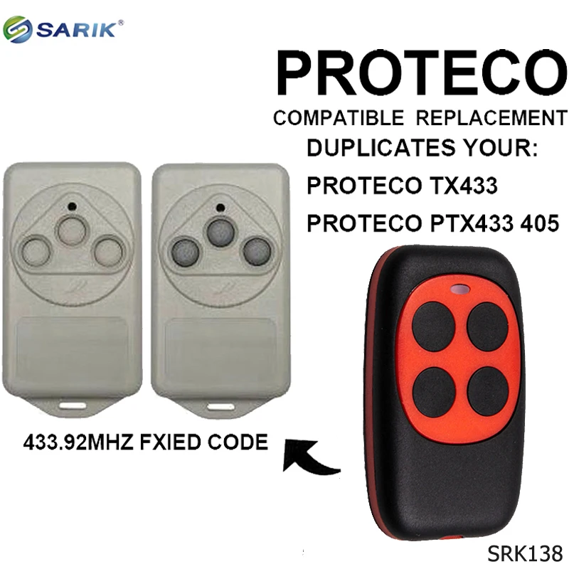 

PROTECO fixed code 433mhz remote transmitter,PROTECO TX433,PTX433 405 wireless relay/code grabber/garage door remote control
