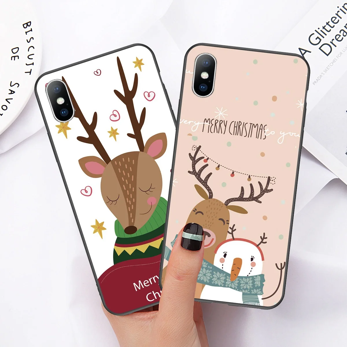 Moskado Deer Antlers Phone Case For iPhone 6 6s 7 8 Plus X XR XS Max Cute Cartoon Elk Head Soft TPU 5 5S SE Cover |