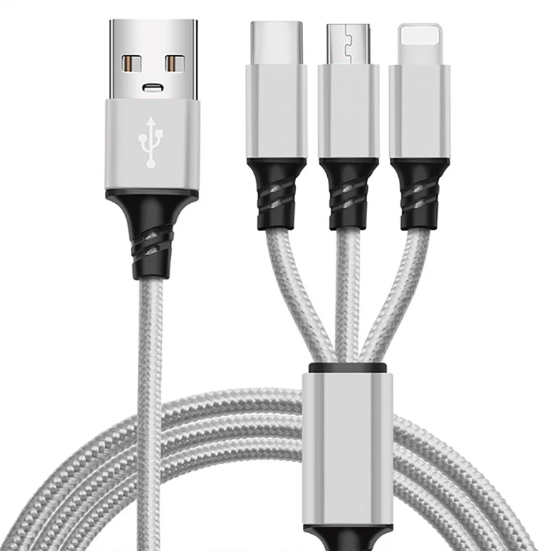 Powstro USB Cable For iPhone X 8 7 6 6s Plus 5s SE Charging Cable 3 in 1 Data Cable For Type c