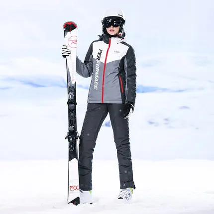 High Experience Women Ski Sets Mountain Skiing Outdoor Winter Warm Sport Suits Ladies Snow Clothing Ski Jacket Female Ski Suit - Цвет: Ski suit 1