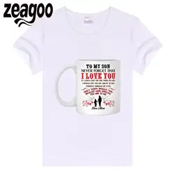 Zeagoo одноцветное Повседневное Для женщин Plain Crew Neck Slim Fit мягкий короткий рукав Футболка белая к сыну я тебя люблю буквы чашки