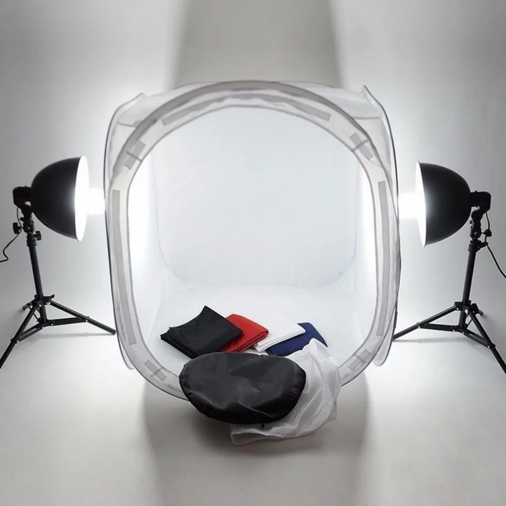 

60cm Portable Foldable Photography Photo Softbox Lightbox Tent White Cubic Box Studio Kit With 4 Backdrops For DSLR Cell Phone