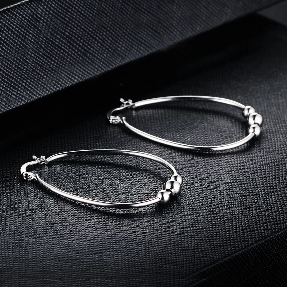 Minimalist Large Circle Hoop Earrings with Beads Teardrop Shape Earrings for Women Fashion Jewelry Birthday Gift(Lam Hub Fong