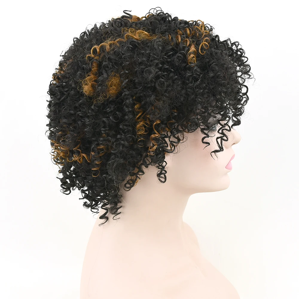 Soowee Короткие вьющиеся натуральный черный Синтетические волосы парик для черный Для женщин партии прическа Косплэй Искусственные парики