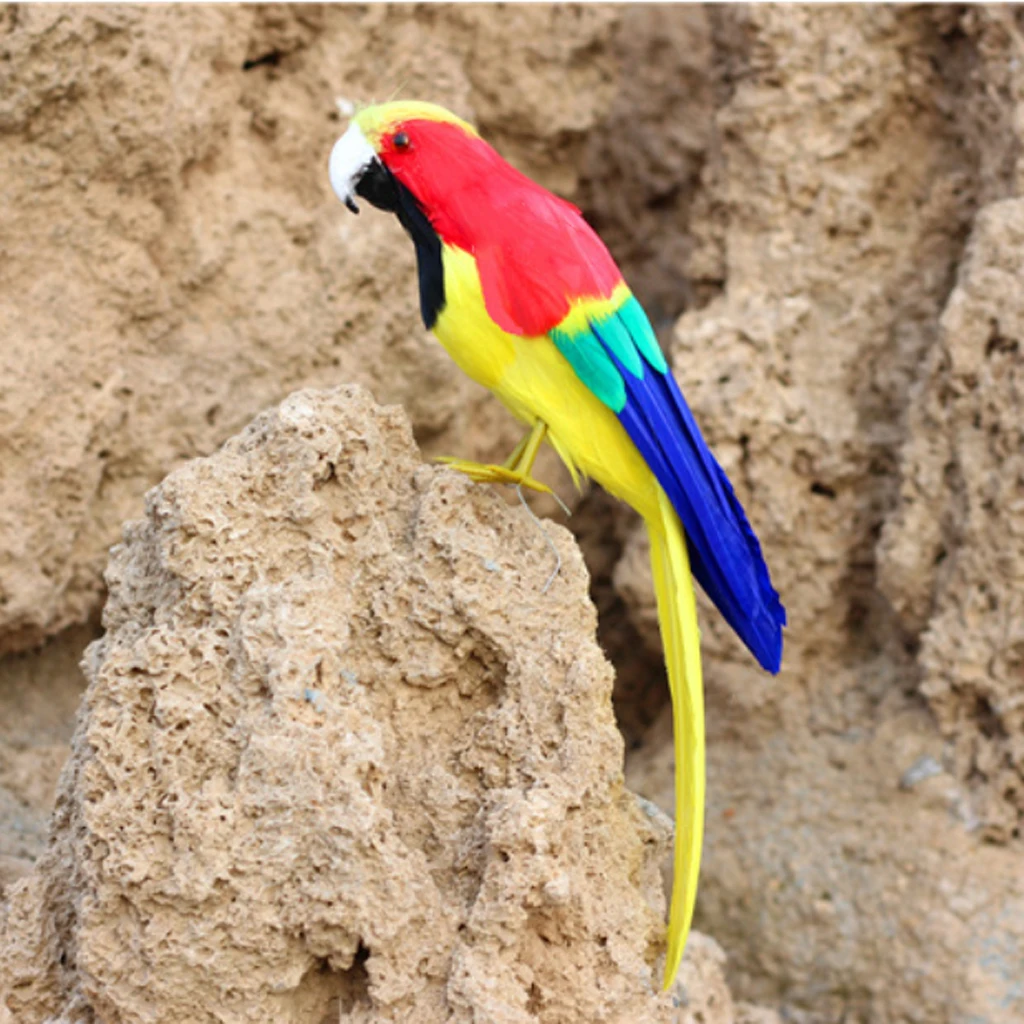 Simulation Parrot Model Artificial Feather Bird Animal Figurine Home Garden Sculptures Yard Law Ornament Decor Fancy Dress Party