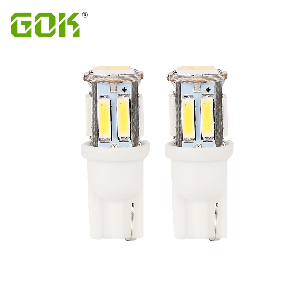 50 шт. t10 светодиодный Белый свет T10 10 SMD 168 194 W5W светодиодный 194 168 t10 10SMD 7020 светодиодный клин лампа DC12V для автомобиля света