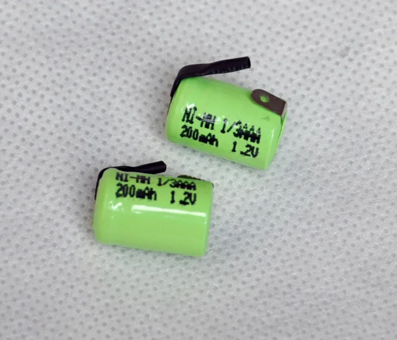 6 шт./лот 1,2 V 1/3AAA 200mAh Ni-MH Nimh 1/3 AAA аккумуляторная батарея с сваркой ноги шпильки вкладка плоский верх