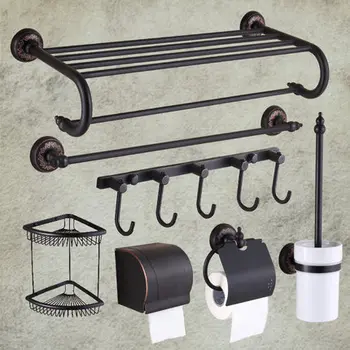 

Antique Towel Rack European Retro Towel Rack Bathroom Shelf Black Bathroom Hardware Pendant Set