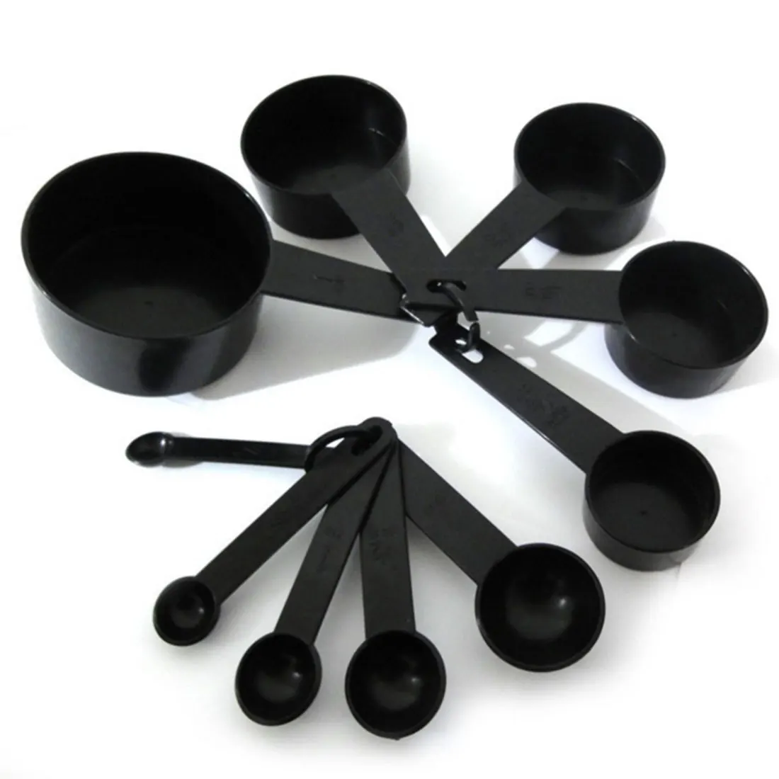 Kitchen Measuring Tool 10pcs Black Color Measuring Cups And Measuring