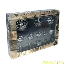 Bescon полный многогранный набор игральных костей 13 шт. D3-D100, 100 сторон набор игральных костей Непрозрачный черный