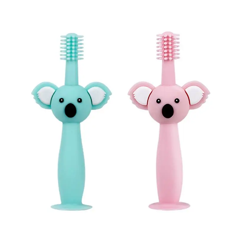 

360Degree Baby Toothbrush Koala Head Handle Infant Brushing Teeth Training Safe Design Soft Healthy Silicone Toddler Oral Care