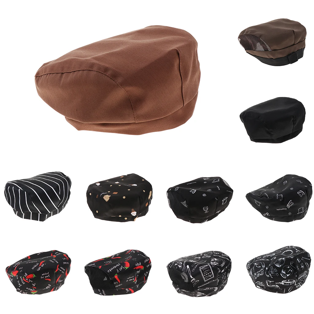 

Men Women Chef Flat Beret Pastry Baker Kitchen Summer Mesh Cooking Works Uniforms Chef Cap for Adults