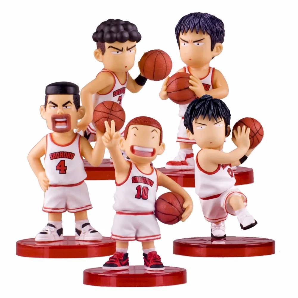 5 шт./лот Японии аниме 8 см Slam Dunk PVC Фигурки Баскетбол Sakuragi Hanamichi игрушки