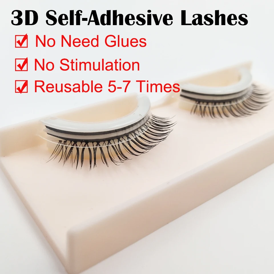 Self Adhesive False Eyelashes Curling & Natural 3D Lashes Faux Mink Eye