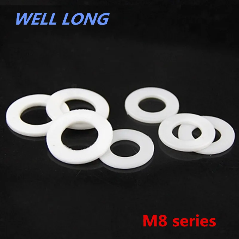 

100pcs/lot M8 PP Screw Gasket Insulation Plastic Flat Pad Plastic Washer.
