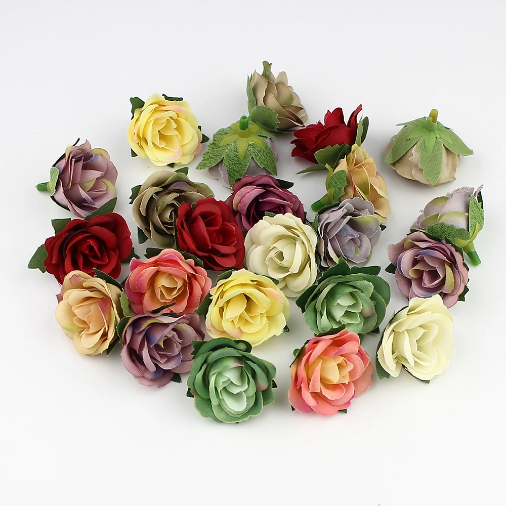 HUADODO 3cm Mini Rose Flower Head Artificial Flowers for Wedding Decoration Ball Craft Fake Flowers 30pieces/lot HUADODO 3cm Mini Rose Flower Head Artificial Flowers for Wedding Decoration Ball Craft Fake Flowers 30pieces/lot