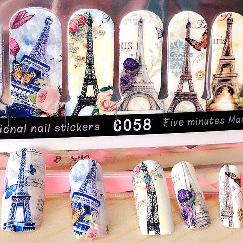 2SheetsEiffeltowernailartdecorationstickerscreativemanicure