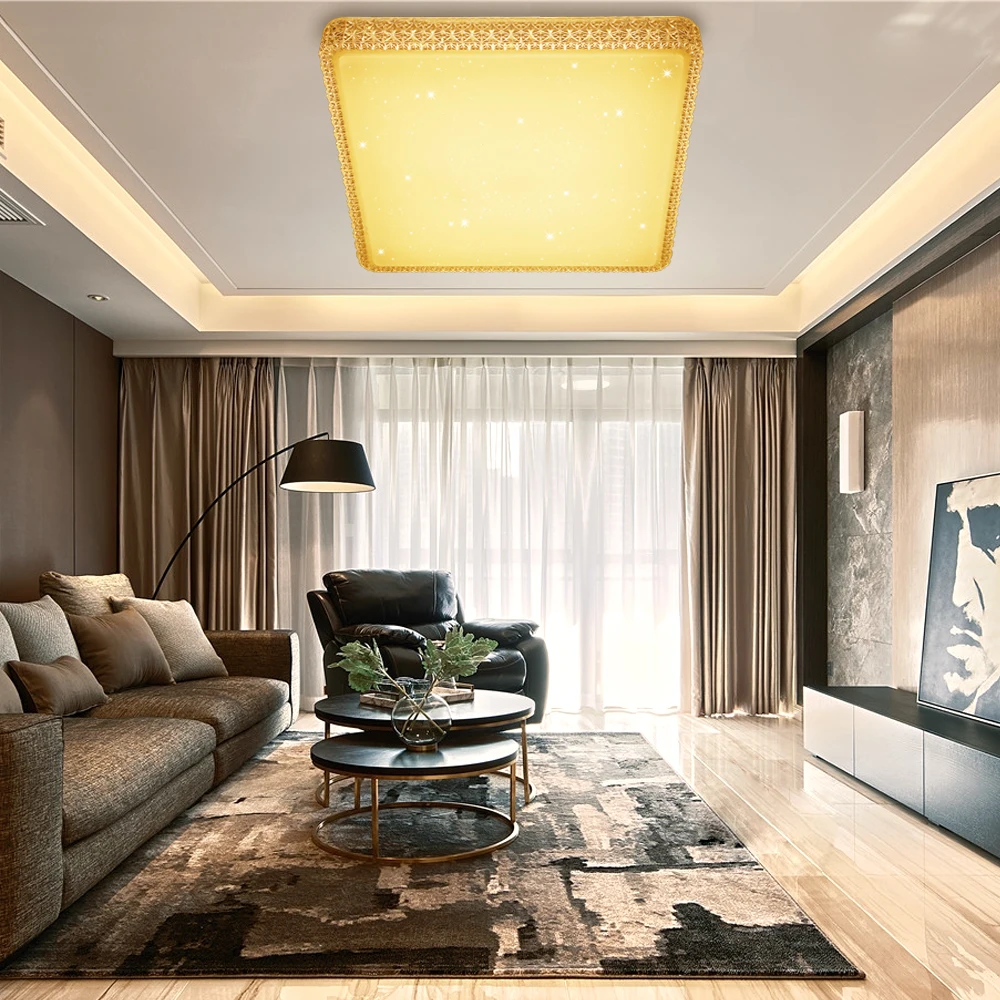 

Square Ceiling LED Light Modern Design 60W Acrylic LED Ceiling Lamp Warm White Lighting Fixture Indoor Home Bedroom Kitchen