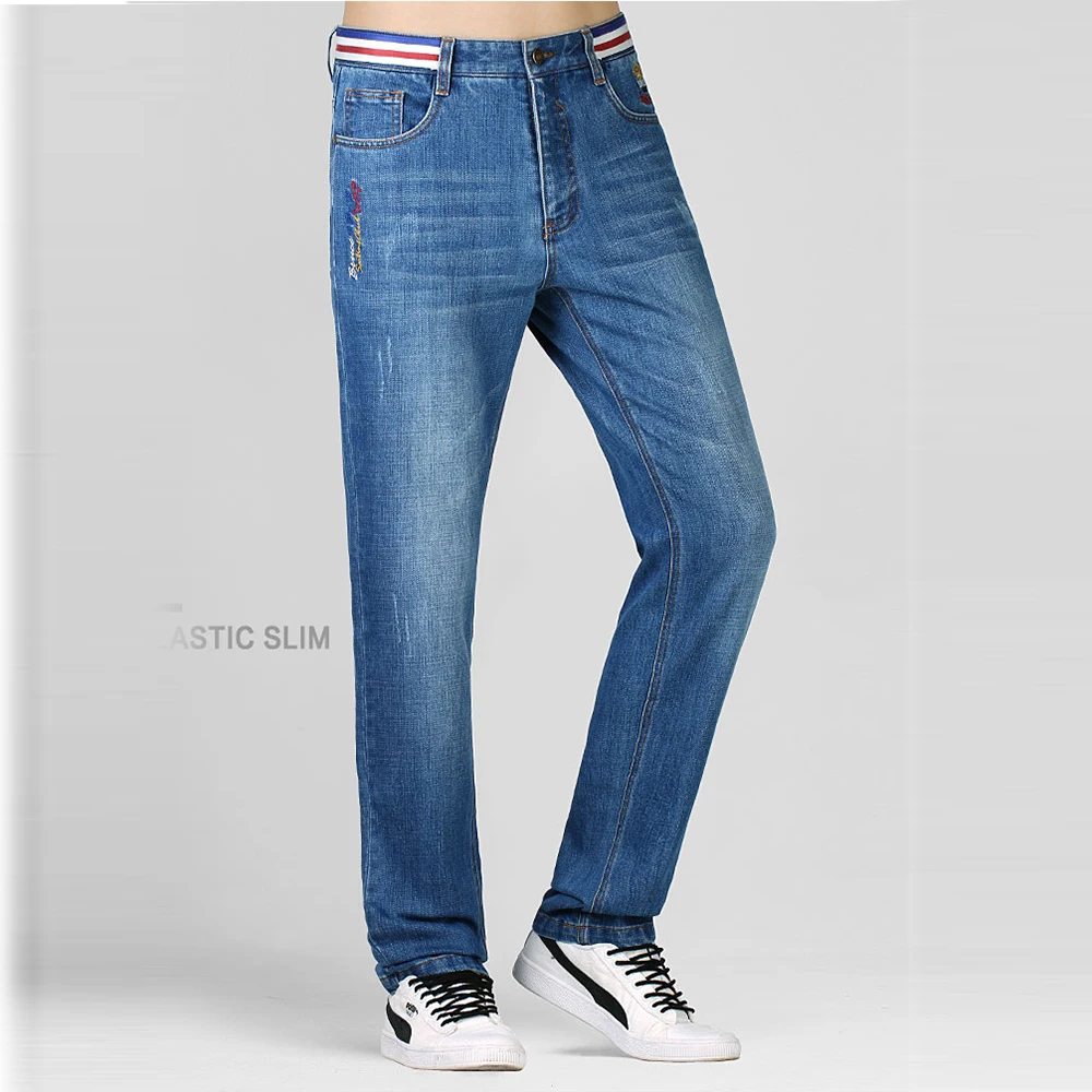 

New Jeans Men Stretching Men Jeans Fashion Casual High Quality Embroidery Straight leg Cotton Thicken Soften big Size 42 8238