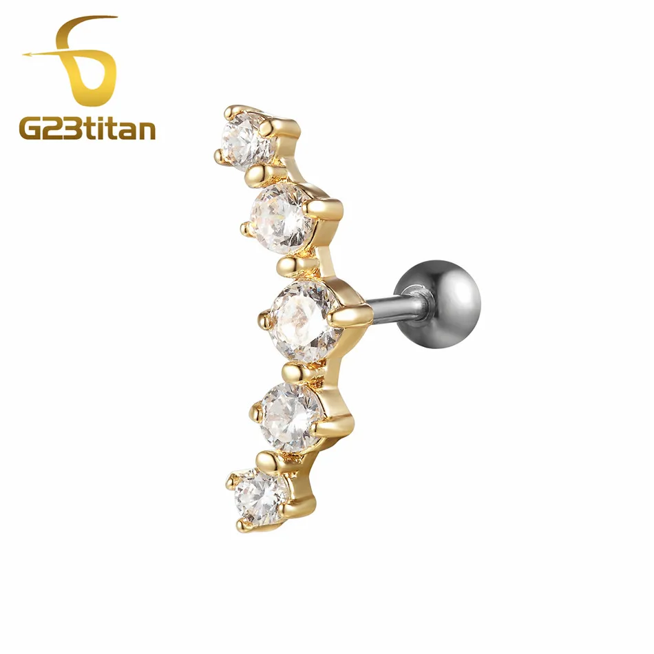 G23titan Ear Piercings Jewelry Mens Womens 16G 6mm Labret Studs for Lobe Tragus Piersing Fashion Ear Plugs Barbell - Окраска металла: Ear Tragus