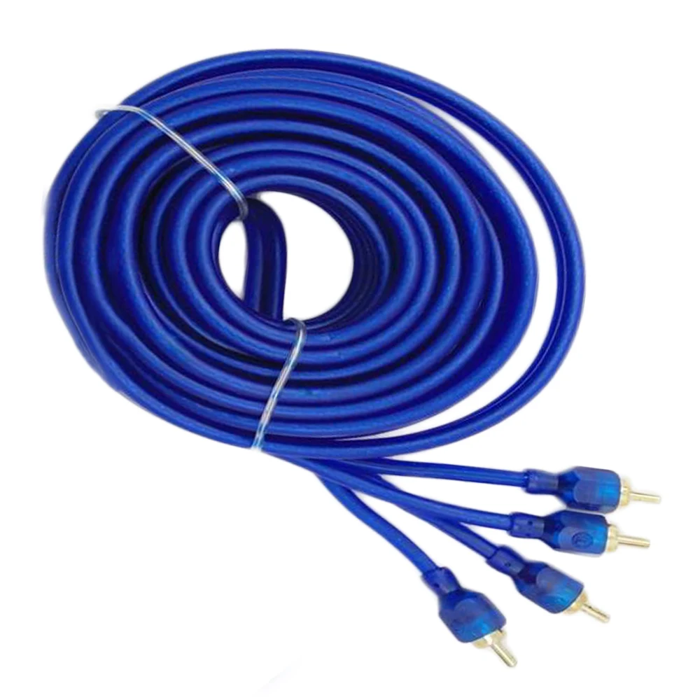 Blue Double Shielded High Density Shielding Car Stereo Audio Cable Pure