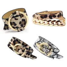 Модный браслет «леопард» Браслеты для женщин богемный Ремень Пряжка ювелирные женские браслеты винтажный браслет рождественские Панк ювелирные изделия