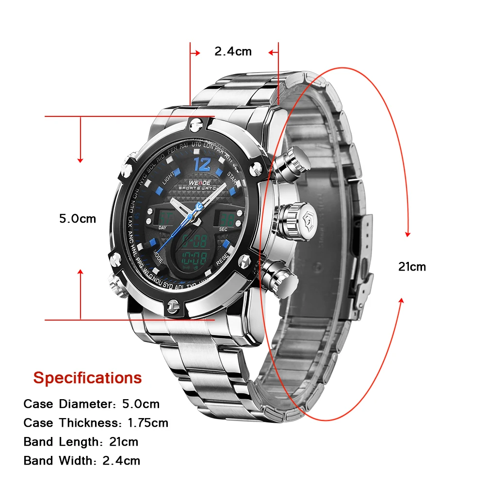 WEIDE мужские часы спортивные светодиодный цифровой браслет Электронный двойной