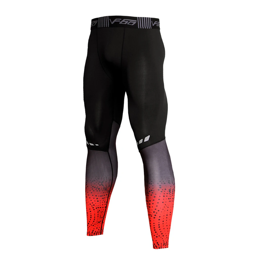 MASCUBE Men Running Tights Print Bodybuilding Elastic