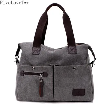 

FiveLoveTwo Women's Canvas Handbags Messenger Bag Vintage High Quality Unisex Casual Crossbody Shoulder Bags Big Tote Wholesale