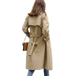 2019 новый осенний длинный Тренч Женский Abrigo Mujer элегантная верхняя одежда женское пальто тонкая модная двубортная ветровка