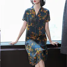 Шелковое платье Новинка лета 2019 модное свободное в стиле ретро