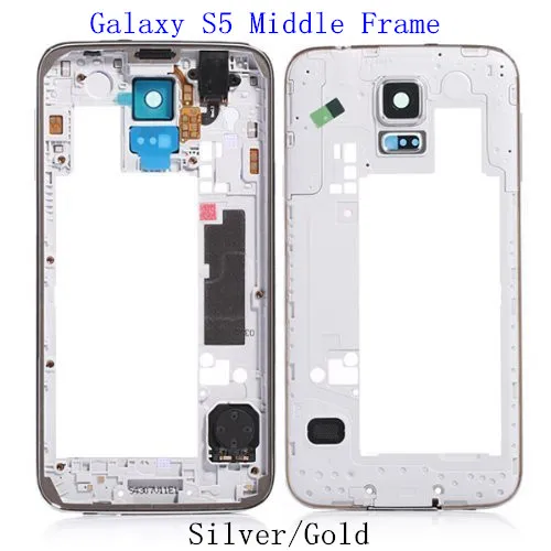 

Original Middle Plate Frame Bezel + Side Button Housing Chassis For Samsung Galaxy S5 G900 USB Dust Plug with Small Parts