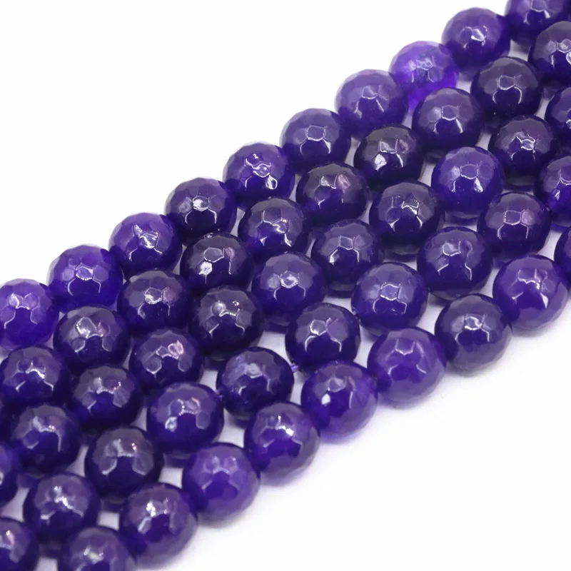

Faceted Round Natural Stone Jades Loose Beads for Jewlery Making 4 6 8 10 12mm Purple DIY Bracelet Necklace Finding 15inch A19