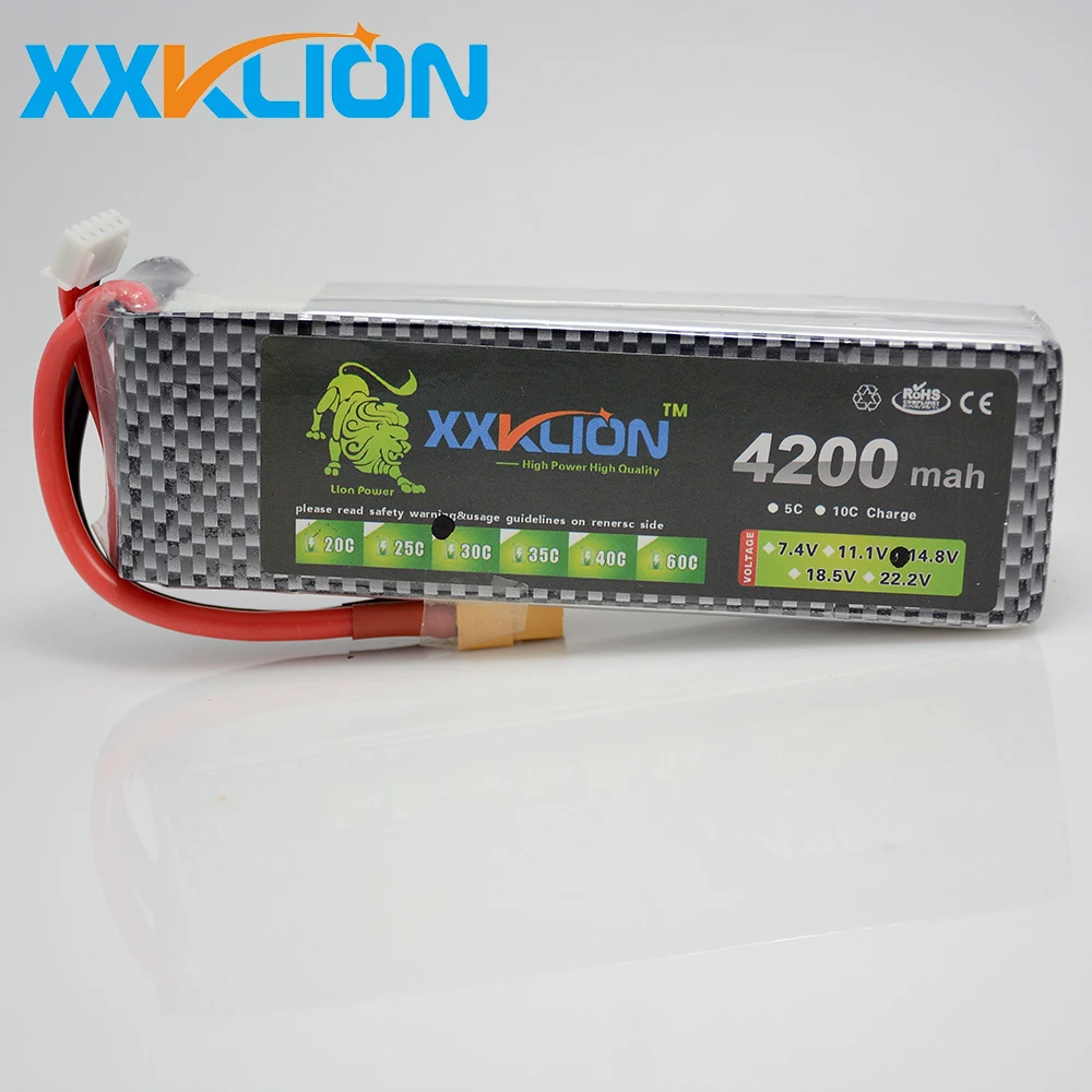 XXKLION 4S 14.8V 4200mah 30C Lipo battery remote c...