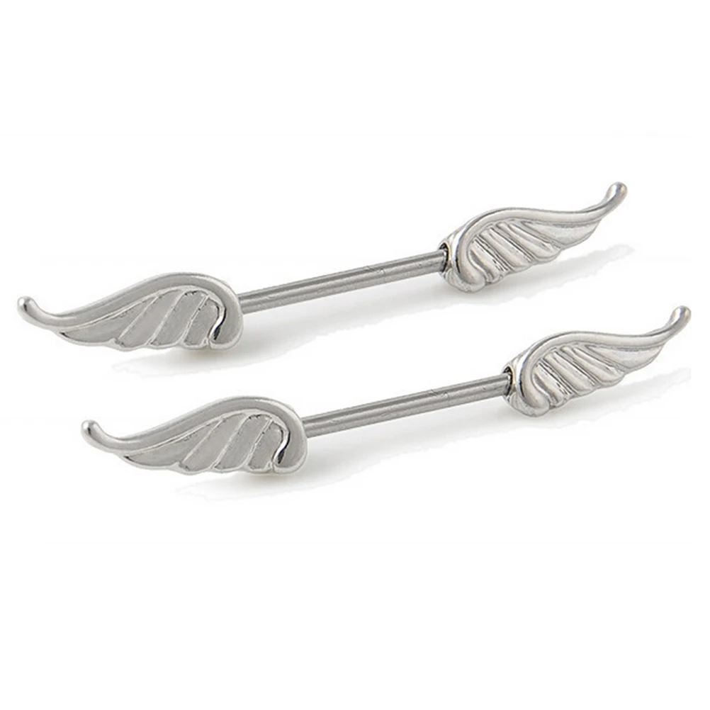 

1 Pcs Fashion Body Piercing Jewelry Alloy Angel Wings Shields Ring Feather Nipple Bar Barbell